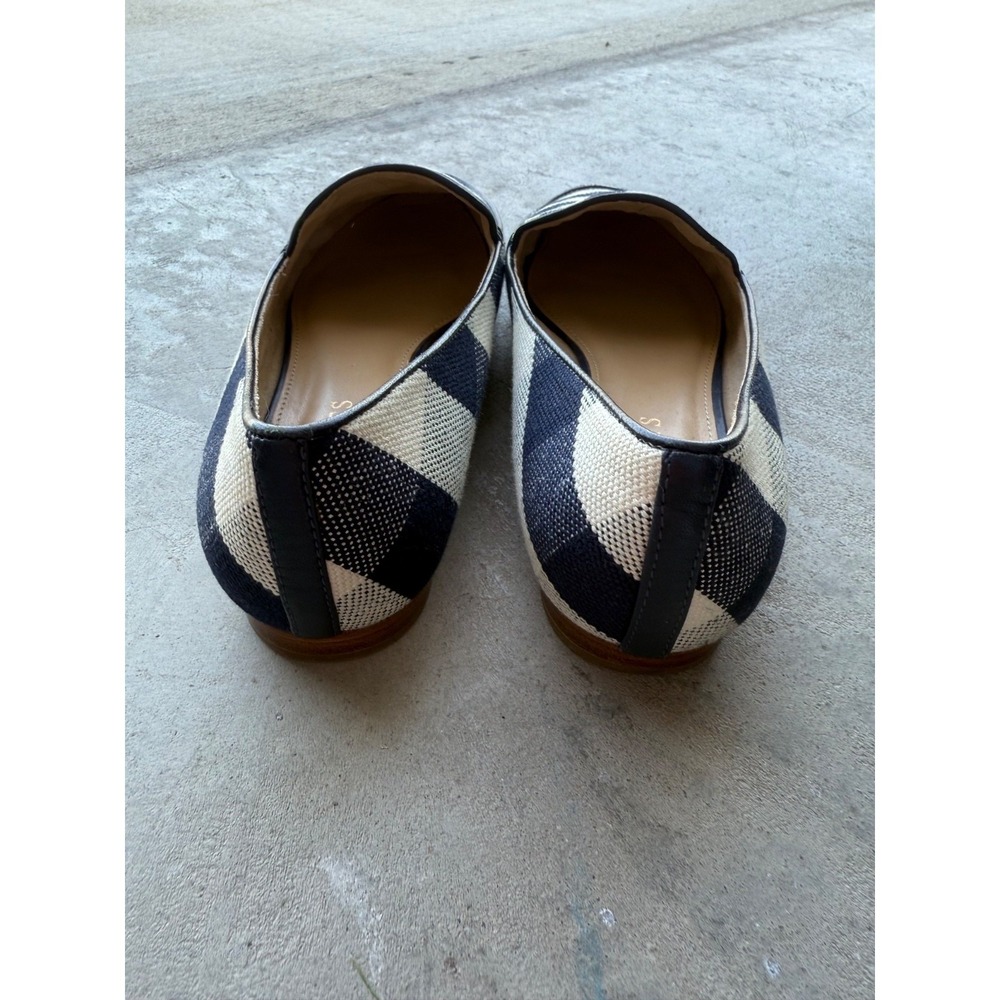 Talbots Ryan Slip On Flats Women's 7.5M Indigo Ivory Plaid Checked Leather Soles - Picture 5 of 5